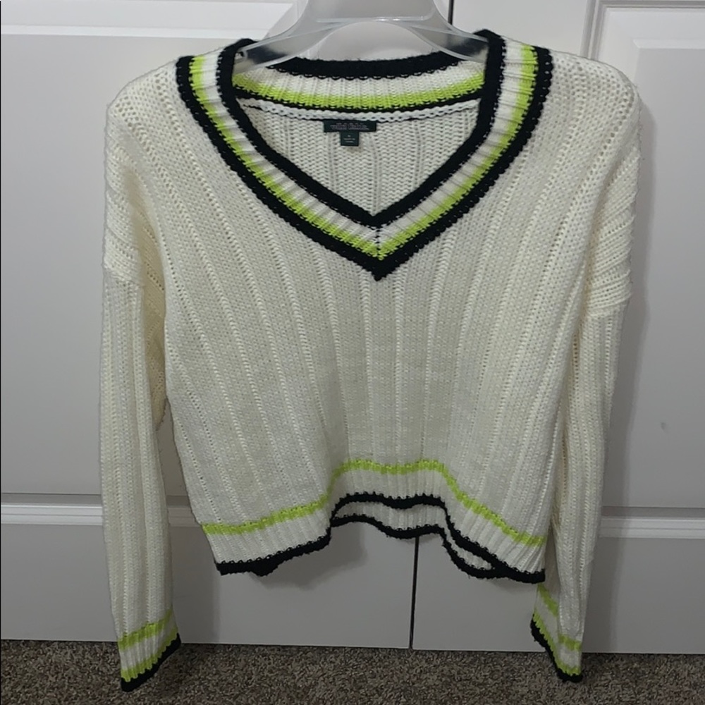 green cream and black sweater from target